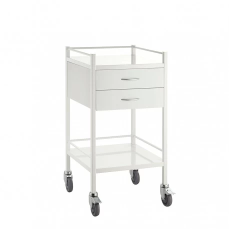 Klinikbord i rostfritt stål, vitt, 49 cm bred