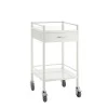 Klinikbord i rostfritt stål, vitt, 49 cm bred