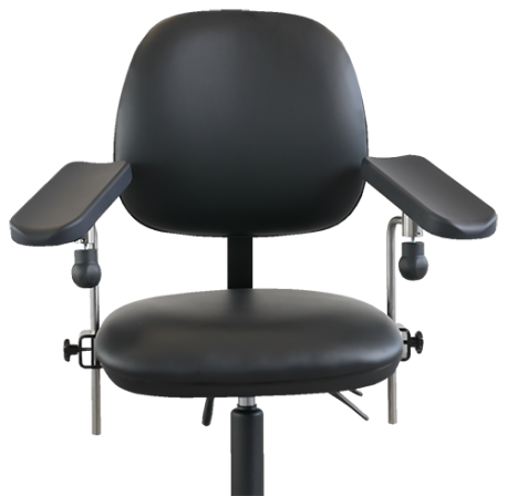 Blood sampling chair, Saar Compact, black, 2 armrests, without rotation