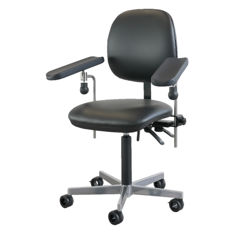 Blood sampling chair, Saar Compact, black, 2 armrests, without rotation