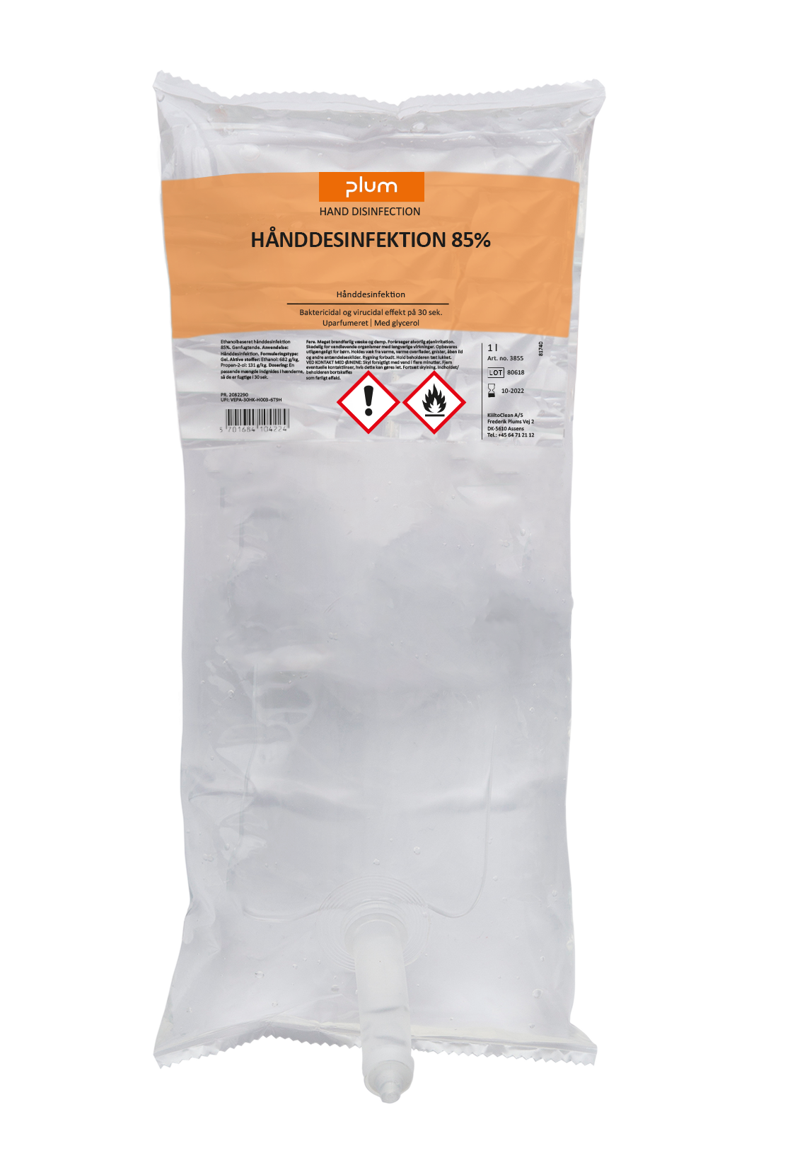 PLUM 1l Hand desinfektion 85% flytande, väska