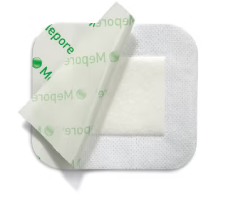 Mepore, plaster med sårdyne 5 x 6 cm, steril, 9 cm x 10 cm, 50 stk.
